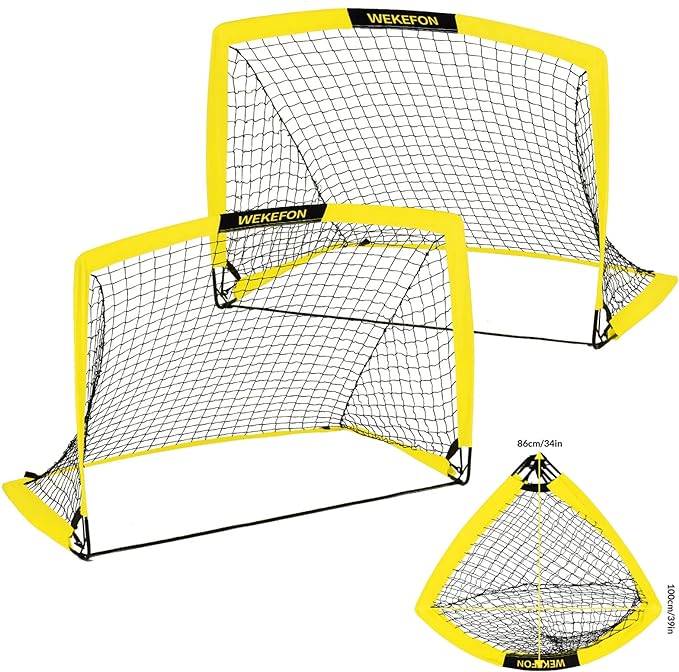 wekefon soccer goals set of 2 size 3 6 x2 7 portable foldable pop up soccer net for soccer football  ?wekefon