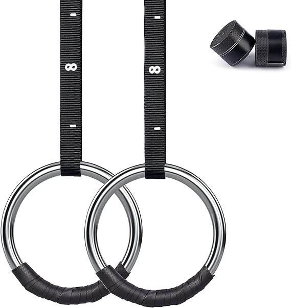 goorangesy stainless steel gymnastics rings gym rings 11000lbs with adjustable buckle 15ft long strap 