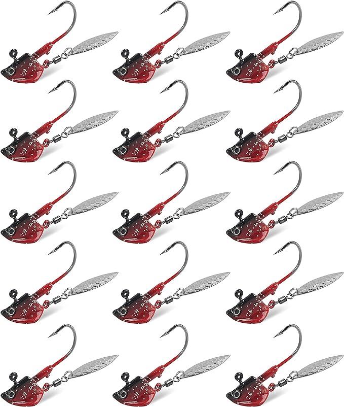 swimbait jig head hooks 15pcs under spin weighted hook spinner blades lures 1/4oz 3/8oz 1/2oz  ?shaddock