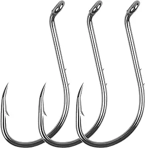 ?silanon octopus fishing hooks 120pcs barbed baitholder hooks high carbon steel offset circle size 8 6/0 