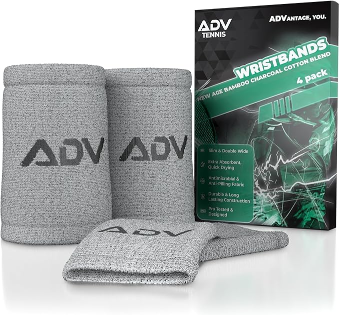 ‎adv tennis bamboo charcoal cotton blend tennis wristbands for wrists 4 pack or 2 pack  ‎adv tennis