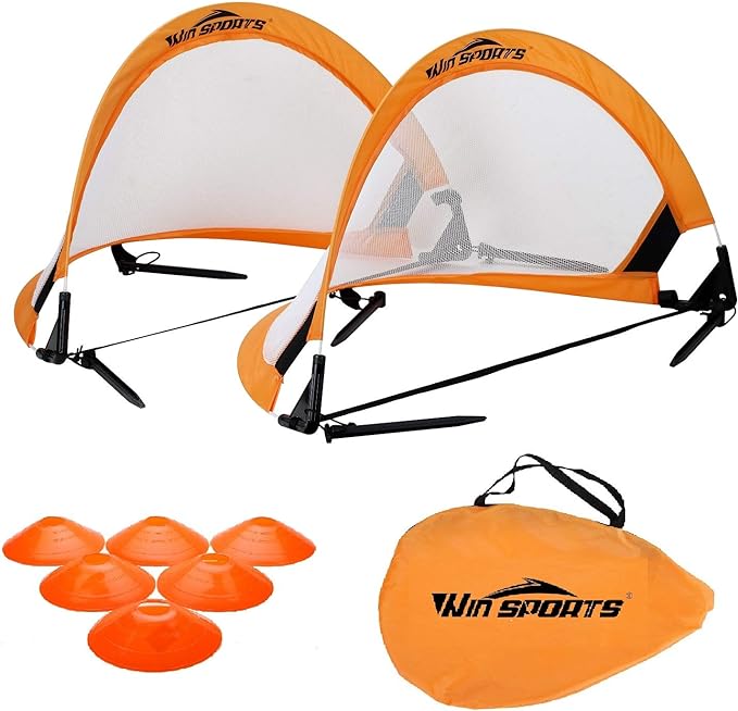 win sports foldable pop up goal pro 2 portable soccer nets carrying case training cones from 2 5 4 sizes 