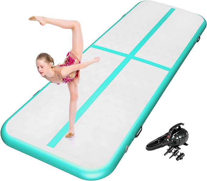 zenova inflatable gymnastics mat tumble track air tumbling mat 10ft/13ft/16ft 4 inches thickness for home 