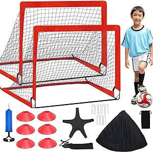 ygortech kids soccer goal set pop up backyard soccer nets foldable indoor plus outdoor training goals 