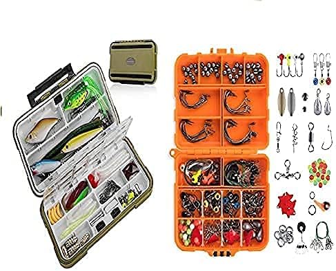 catchmeister fishing accessories kit 187pcs and fishing lures baits 64pcs bundle set with tackle box 