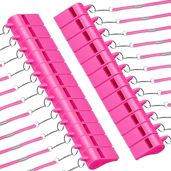 deekin pink whistles with lanyard for coaches plastic loud crisp for referee game supplies  ‎deekin