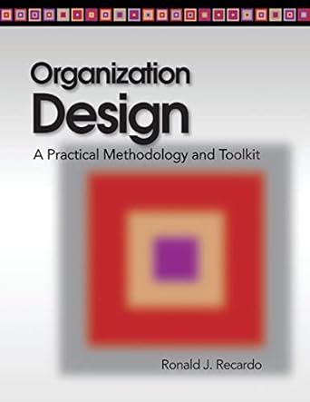 organization design a practical methodology and toolkit 1st edition ronald j. recardo 1599961520,
