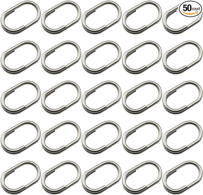 jcbiz 50pcs split rings 8x13mm stainless steel fishing oval split rings connecting ring fish accessories 
