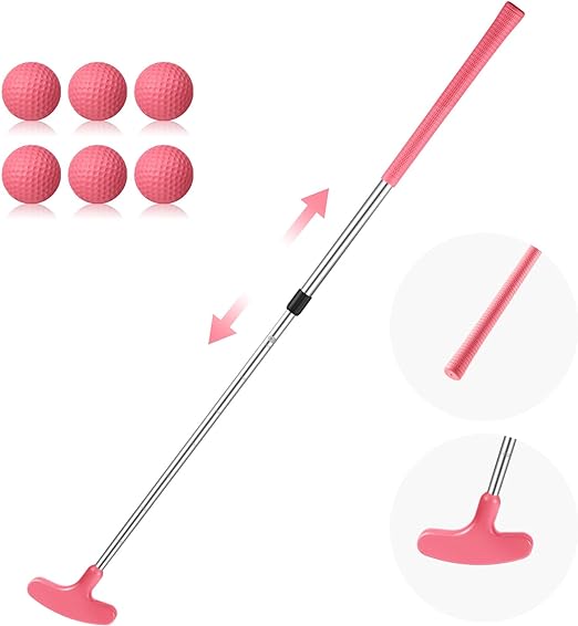 libima pink golf putter for kids adjustable golf clubs right or left handed putter with 6 pink pu golf 