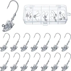 ?skylety 15 pieces swimbait jig head bait lead weighted hooks for saltwater and freshwater  ?skylety
