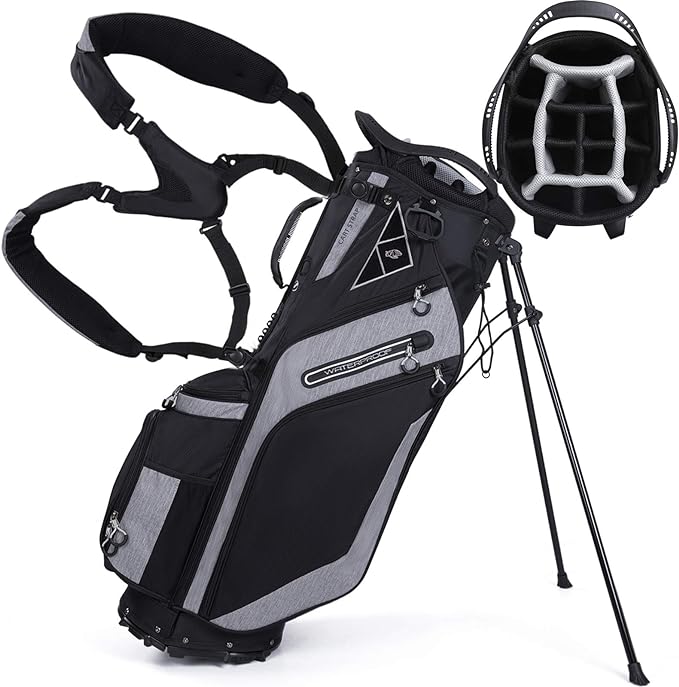 ‎yovital golf stand bag 14 way top dividers ergonomic with stand 8 pockets dual strap rain hood  ‎yovital