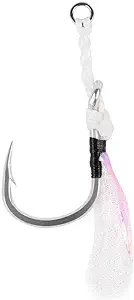 mustad heavy duty assist rig white w/white flash and ring 7/0  ?mustad b07dhwfjf6