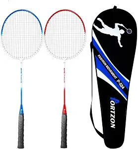 portzon 2 player badminton racquets set double rackets lightweight and sturdy perfect for beginner 