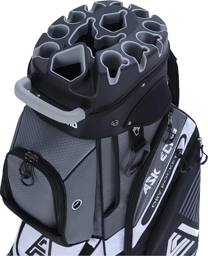 ask echo t lock golf cart bag with 14 way organizer divider top premium cart bag cover for men  ‎ask echo