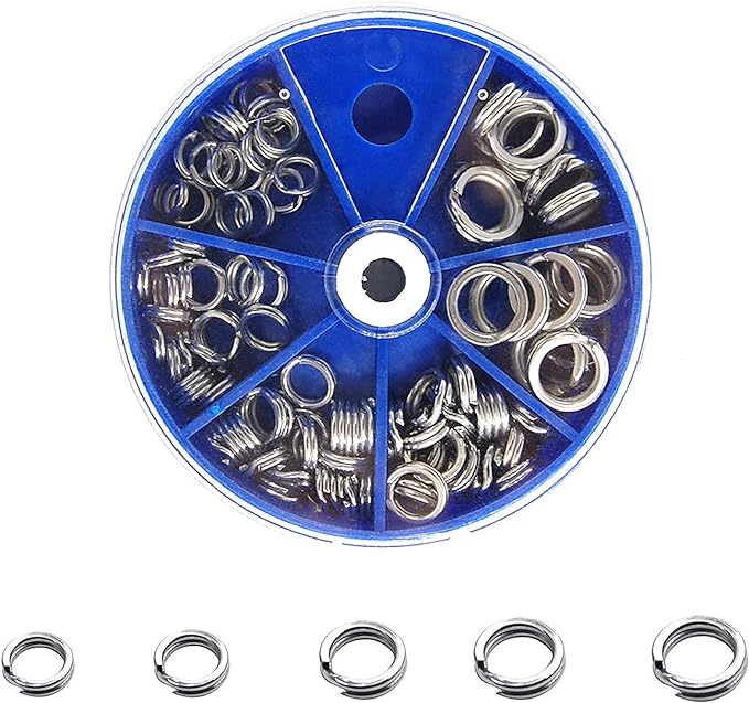 ‎shaddock fishing double split rings heavy duty stainless steel kit lure connectors fishing tackle 100pcs 