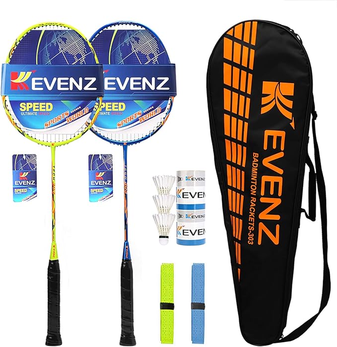 kevenz badminton racket set 2 carbon fiber badminton racquet 3 goose 2 racket grip and 1 carring bag 