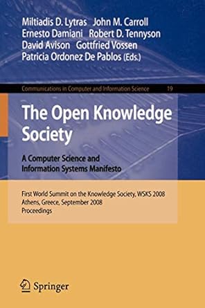 the open knowledge society a computer science and information systems manifesto 1st edition miltiadis d.