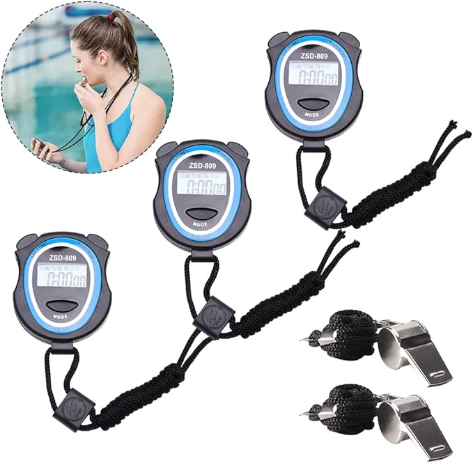 beiyoule 3 pcs digital stopwatch timer w/ 2 whistles outdoor sports electronic stopwatches  ‎beiyoule