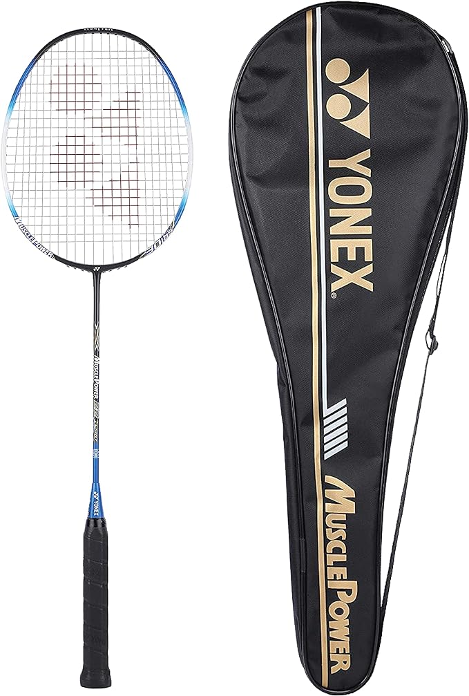 yonex graphite badminton racquet muscle power 22lt black blue  ‎yonex b08x4lvf2y