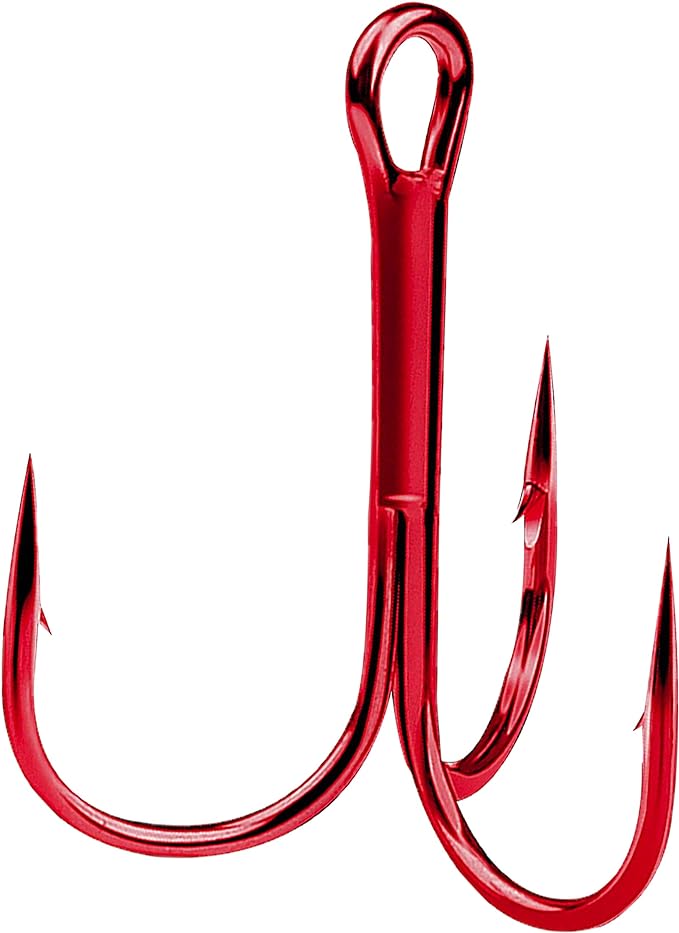‎shaddock fishing red fishing treble hooks high carbon steel treble for freshwater saltwater size 2 14 