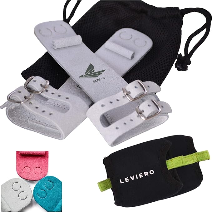 leviero gymnastics set grips for girls with soft leather double buckle wrist closure and adjustable for all
