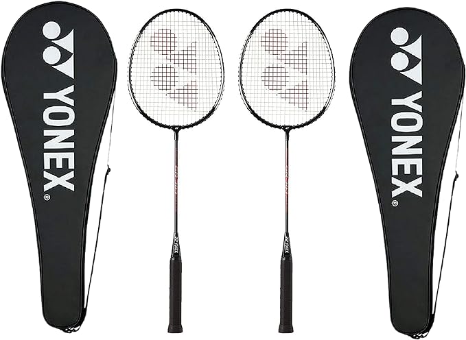 yonex gr 303 combo badminton racquet with full cover set of 2 black 4 1/2 inches  ‎yonex b07kmwdbgj