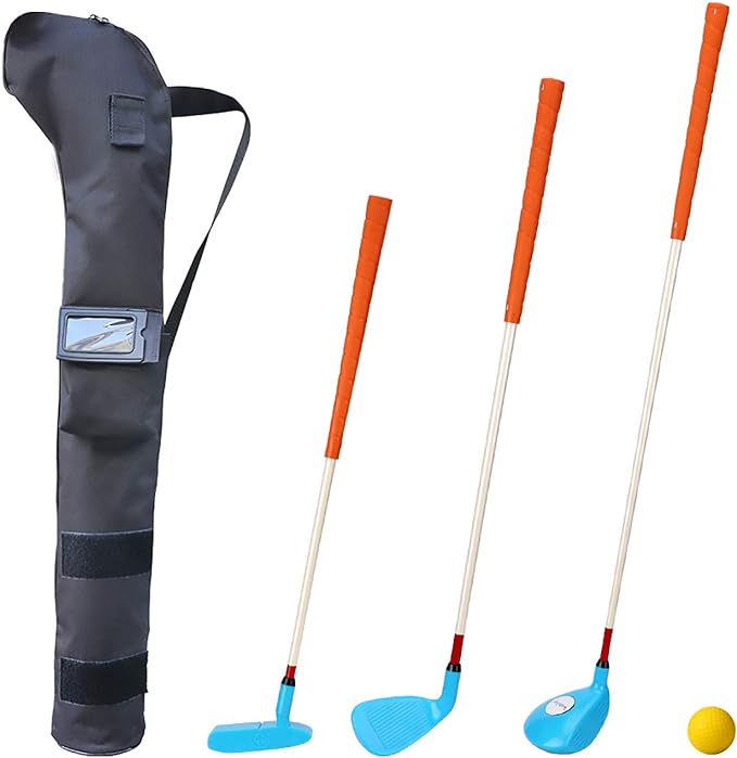 konday kids golf clubs set children yard sports tools three clubs with carry bag and soft balls  ?konday