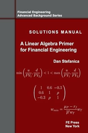 solutions manual a linear algebra primer for financial engineering 1st edition dan stefanica 0979757665,