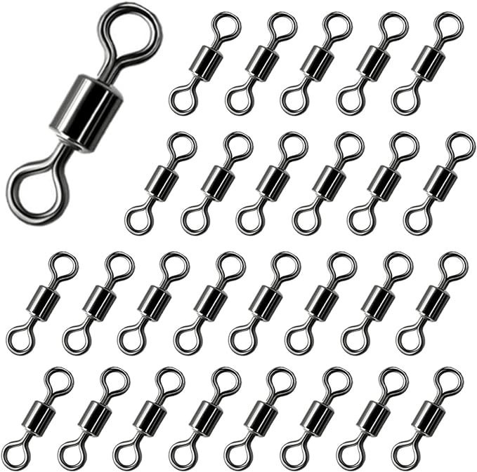 ‎shonde 100 count fishing rolling barrel swivel stainless steel matte black rolling accessories  ‎shonde