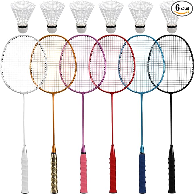 jenaai 6 pcs badminton set includes 6 badminton racket 6 nylon badminton games 26 3 inch  ?jenaai b0c33qthsk