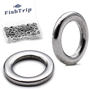 fishtrip solid rings fishing 50pcs stainless steel ring for assist hooks jigs saltwater freshwater 