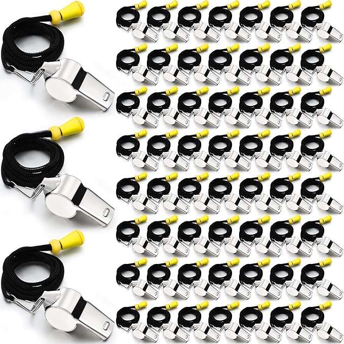 meooeck 72 pieces stainless steel sports whistles with lanyard loud crisp sound  ‎meooeck b0c13zyrm8