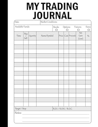 my trading journal log book for active traders of stocks options futures and forex day intraday traders short