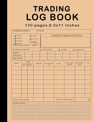trading log book stocks forex options and crypto trading log book for organised traders record your trades