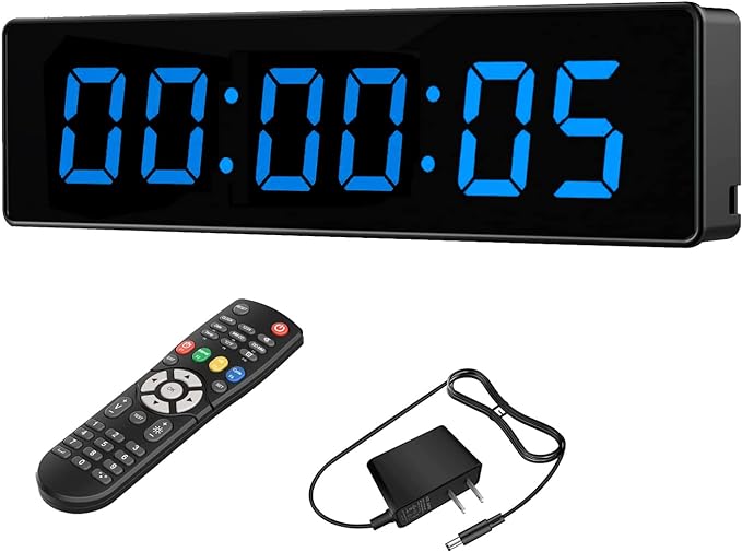 btbsign gym clock blue interval timer with remote control countdown/up wall clock with buzzer  btbsign