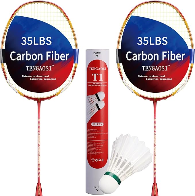 tengaosi high grade 2 player graphite badminton racket set including 1 badminton bag/1 rackets/2 feather