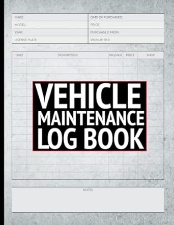 vehicle maintenance log book automotive service record book service record book for cars trucks and
