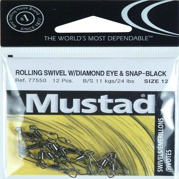 mustad diamond eye with snap fishing equipment size 12 chrome black  ‎mustad b003cuho8q