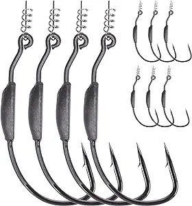 Bombrooster Weighted Hooks With Twist Lock Soft Plastic Swimbaits Offset Weedless Fish Hook 3/0 4/0 5/0 Pack Of 10
