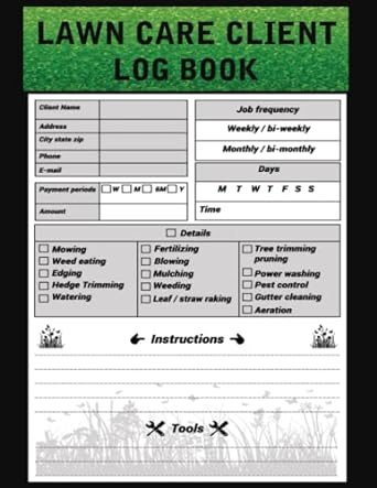lawn care client logbook with service records lawn mowing schedule appointments log book track and keep a