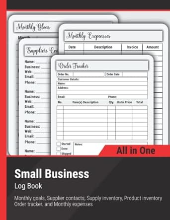 small business log book order log book for small business suppliers contacts supply inventory product