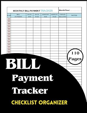 bill payment tracker checklist organizer bill planner notebook expense and bill tracker keeper log book for