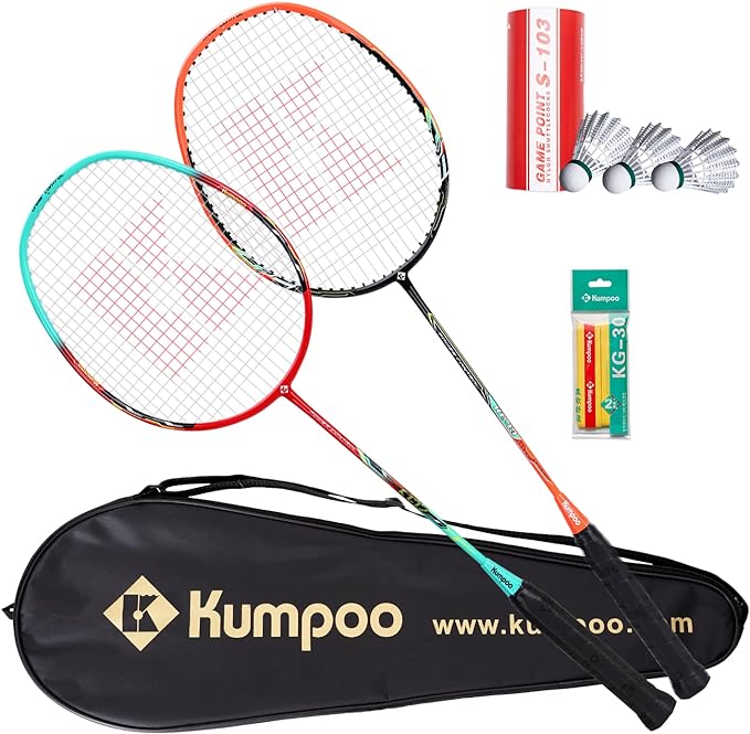 kumpoo badminton racket set of 2 2 86g lightweight carbon badminton racket 3  ?kumpoo b0bvz1qd55