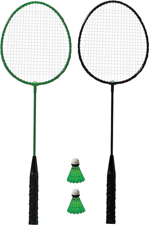 franklin sports badminton rackets glow in the dark 2 player racket set of 2 rackets and 2 birdies one size 