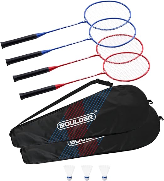 boulder sports badminton rackets lightweight badminton racket set with 3 shuttlecocks and racquet case 