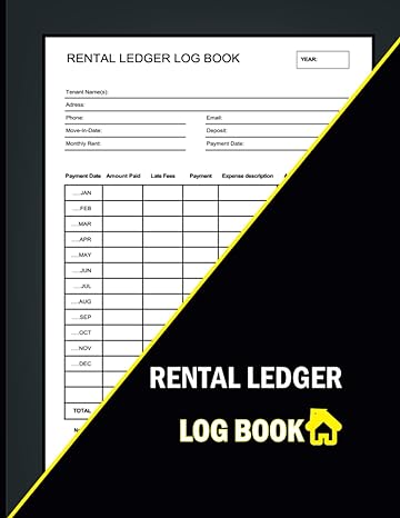 rental ledger log book your monthly rent payment tracker rental property manager log book landlord rent