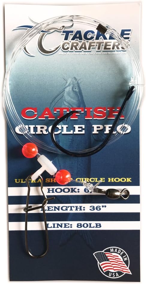 ‎tackle crafters catfish circle pro rigs 12 pack fishing rigs lures 36 long 6/0 circle hook  ‎tackle