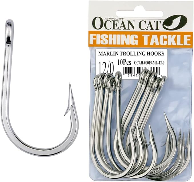 ocean cat marlin trolling hook stainless steel barbed offset point octopus circle fishing hooks size 7/0 