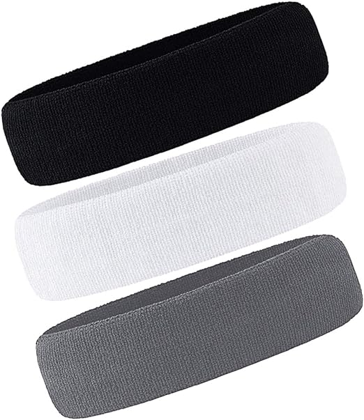 ‎oureamod 3 pack men and women sweatband terry cloth moisture wicking for sports tennis gym  ‎oureamod