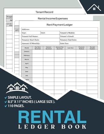 rental ledger book rental income and expenses tracker organizer log book keep track and record of your rent